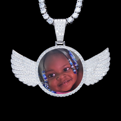925S & VVS Moissanite 3D Wing Custom Picture Pendant