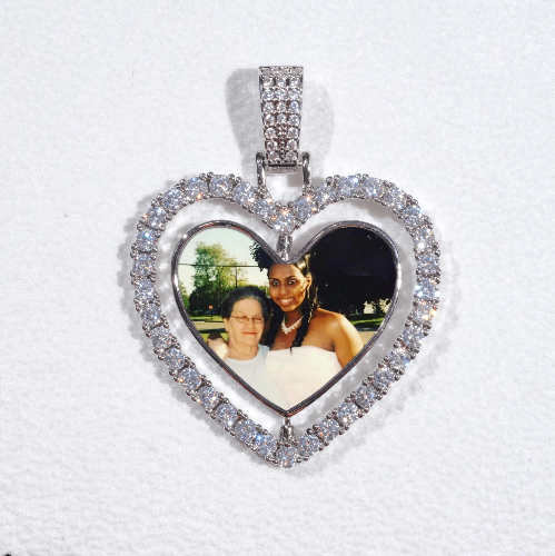 3D Spinning 2-Faced Heart Custom Picture Pendant
