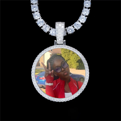 925S & VVS Moissanite 3D Circle Custom Picture Pendant