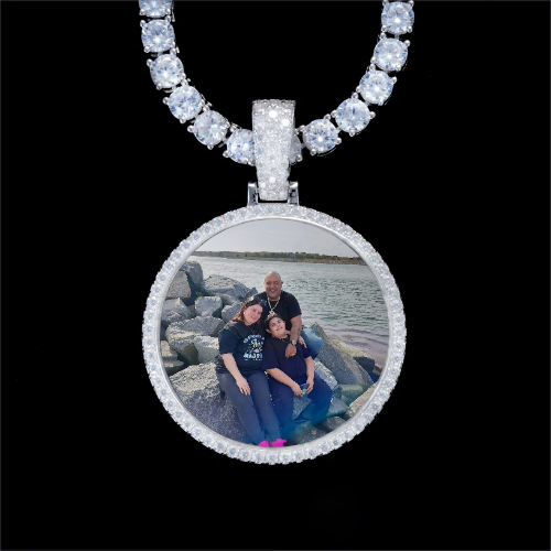925S & VVS Moissanite 3D Circle Custom Picture Pendant