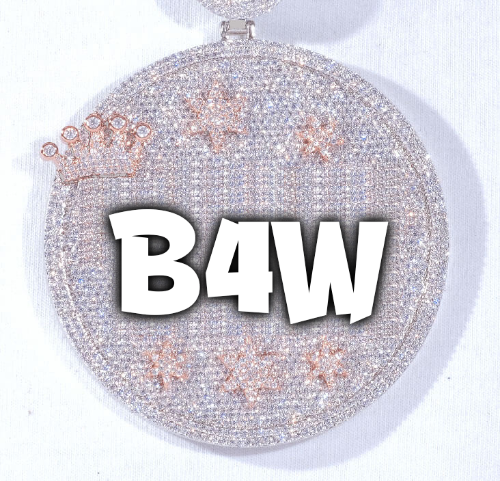 CUSTOM LETTER NECKLACE 3D BIG CROWN DISC