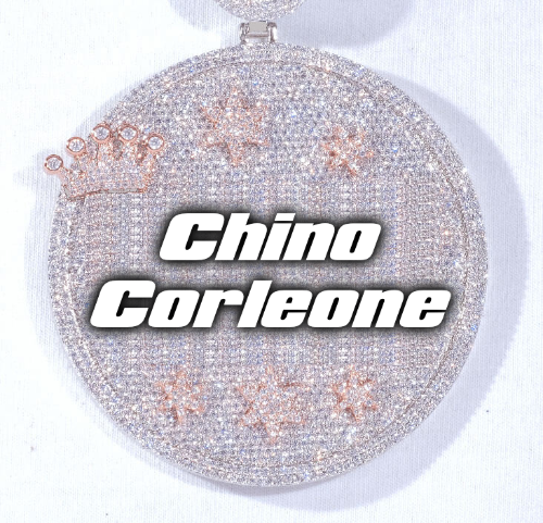 CUSTOM LETTER NECKLACE 3D BIG CROWN DISC
