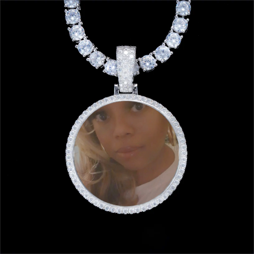925S & VVS Moissanite 3D Circle Custom Picture Pendant