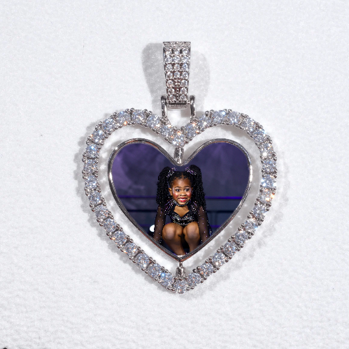 3D Spinning 2-Faced Heart Custom Picture Pendant