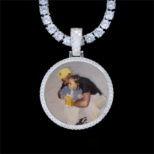 925S & VVS Moissanite 3D Circle Custom Picture Pendant