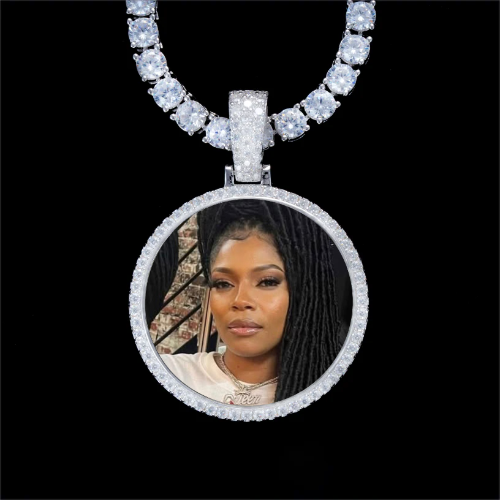 925S & VVS Moissanite 3D Circle Custom Picture Pendant
