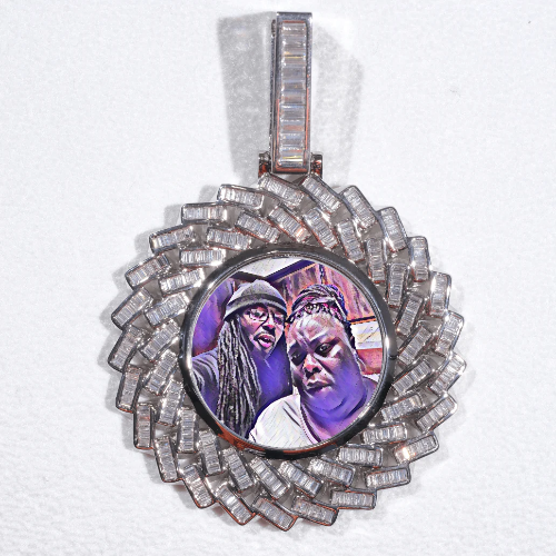 Large 3D Baguette Custom Picture Pendant