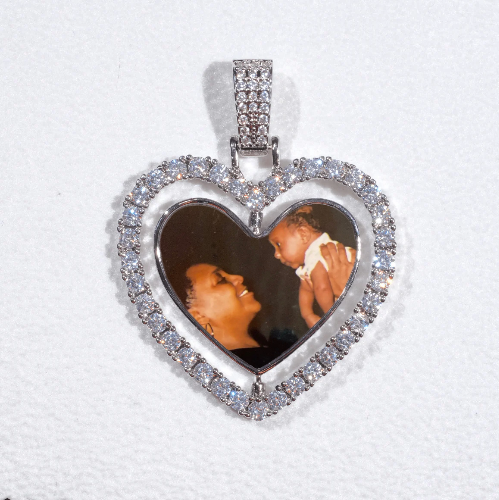 3D Spinning 2-Faced Heart Custom Picture Pendant