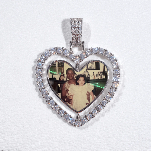 3D Spinning 2-Faced Heart Custom Picture Pendant