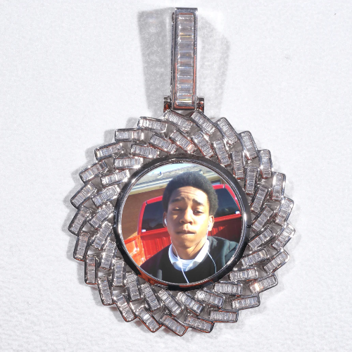 Large 3D Baguette Custom Picture Pendant