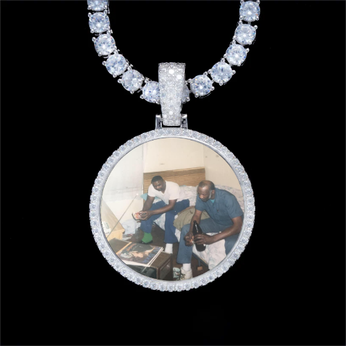 925S & VVS Moissanite 3D Circle Custom Picture Pendant