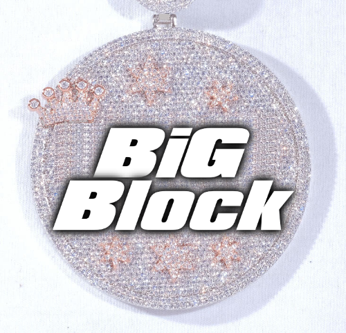 CUSTOM LETTER NECKLACE 3D BIG CROWN DISC