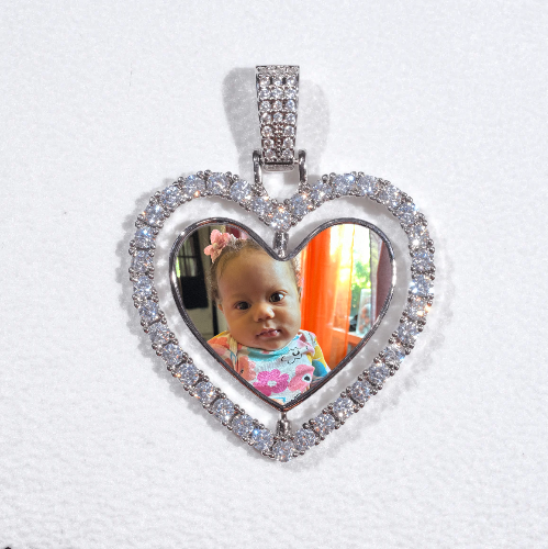 3D Spinning 2-Faced Heart Custom Picture Pendant