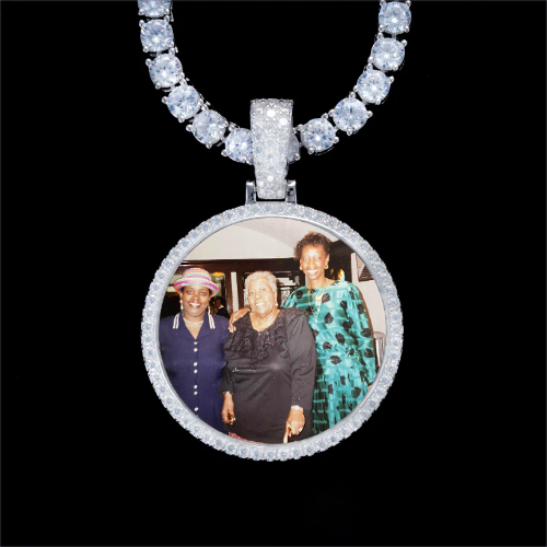 925S & VVS Moissanite 3D Circle Custom Picture Pendant