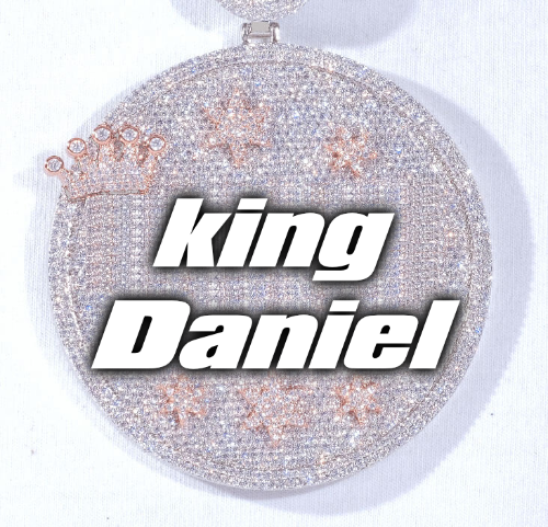 CUSTOM LETTER NECKLACE 3D BIG CROWN DISC
