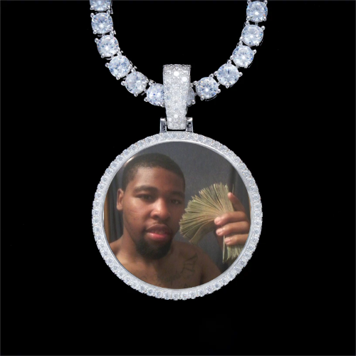 925S & VVS Moissanite 3D Circle Custom Picture Pendant