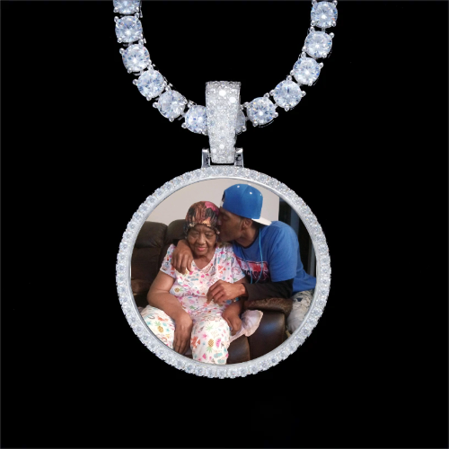 925S & VVS Moissanite 3D Circle Custom Picture Pendant