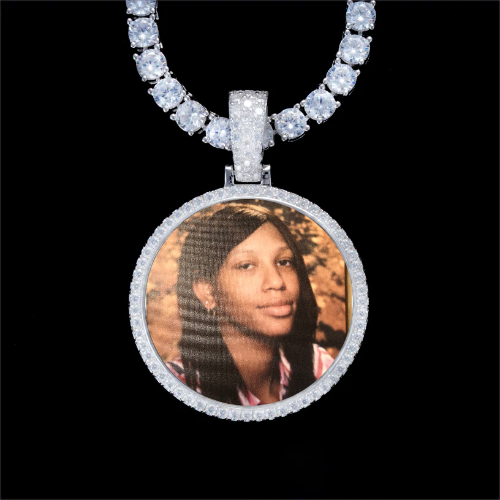 925S & VVS Moissanite 3D Circle Custom Picture Pendant