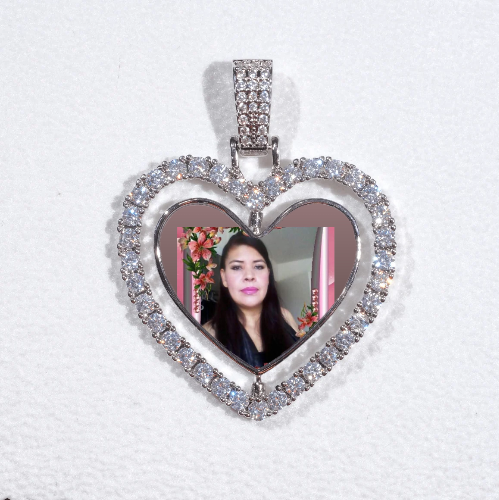 3D Spinning 2-Faced Heart Custom Picture Pendant