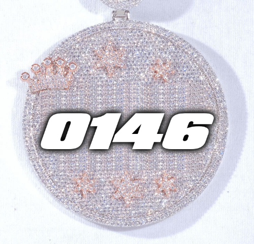 CUSTOM LETTER NECKLACE 3D BIG CROWN DISC
