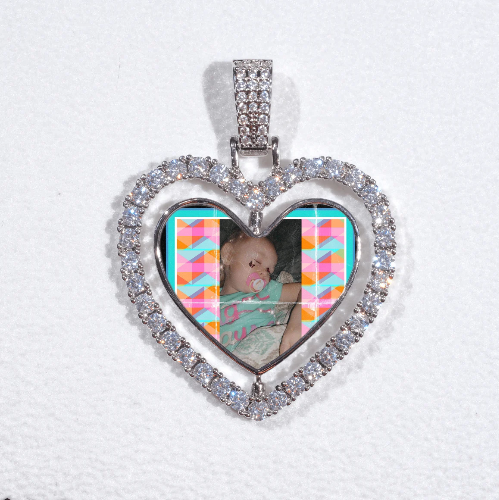 3D Spinning 2-Faced Heart Custom Picture Pendant