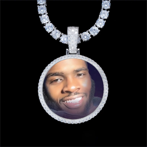 925S & VVS Moissanite 3D Circle Custom Picture Pendant