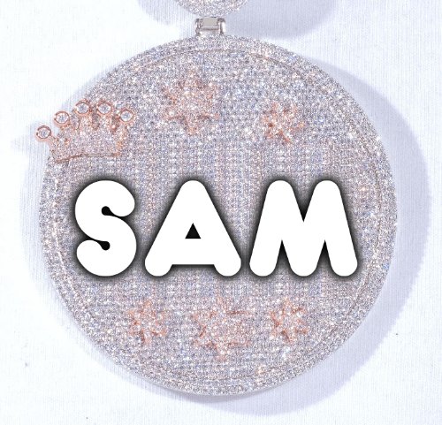 CUSTOM LETTER NECKLACE 3D BIG CROWN DISC