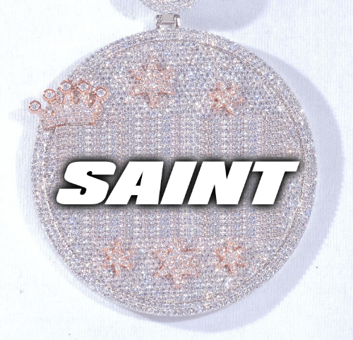 CUSTOM LETTER NECKLACE 3D BIG CROWN DISC