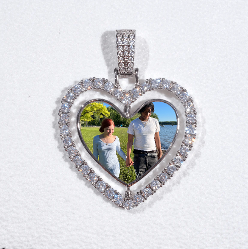 3D Spinning 2-Faced Heart Custom Picture Pendant