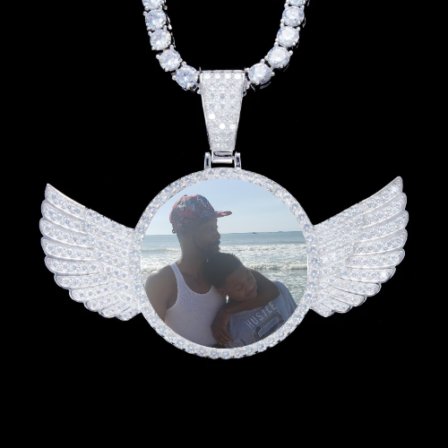 925S & VVS Moissanite 3D Wing Custom Picture Pendant
