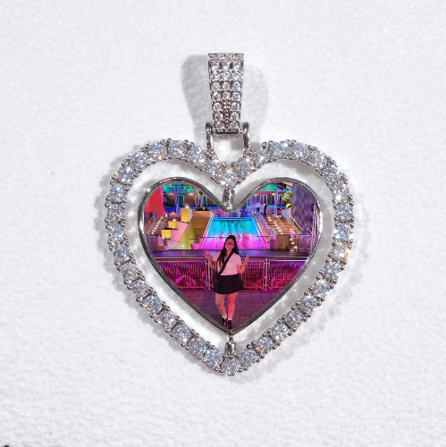 3D Spinning 2-Faced Heart Custom Picture Pendant
