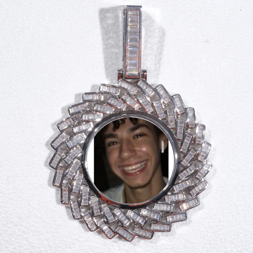 Large 3D Baguette Custom Picture Pendant