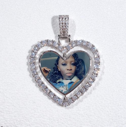 3D Spinning 2-Faced Heart Custom Picture Pendant