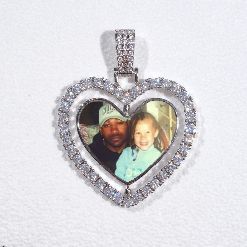 3D Spinning 2-Faced Heart Custom Picture Pendant