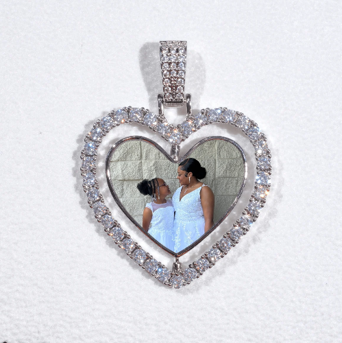 3D Spinning 2-Faced Heart Custom Picture Pendant