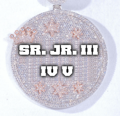 CUSTOM LETTER NECKLACE 3D BIG CROWN DISC