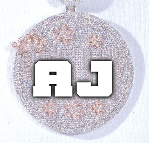 CUSTOM LETTER NECKLACE 3D BIG CROWN DISC