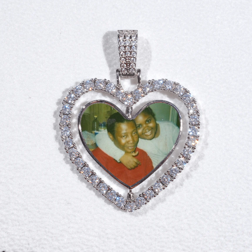 3D Spinning 2-Faced Heart Custom Picture Pendant