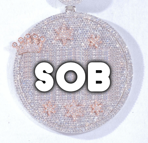 CUSTOM LETTER NECKLACE 3D BIG CROWN DISC