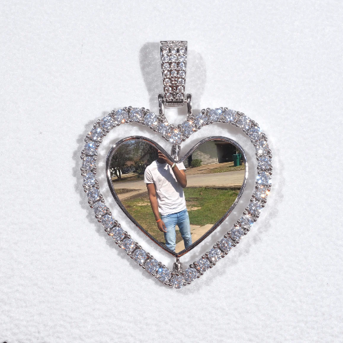 3D Spinning 2-Faced Heart Custom Picture Pendant