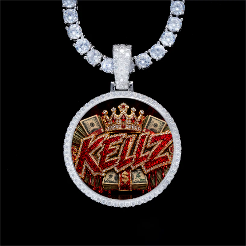 925S & VVS Moissanite 3D Circle Custom Picture Pendant