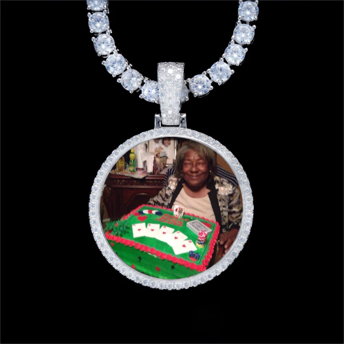 925S & VVS Moissanite 3D Circle Custom Picture Pendant