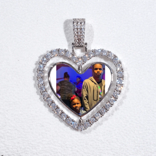 3D Spinning 2-Faced Heart Custom Picture Pendant