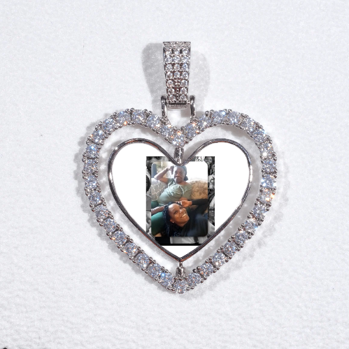 3D Spinning 2-Faced Heart Custom Picture Pendant
