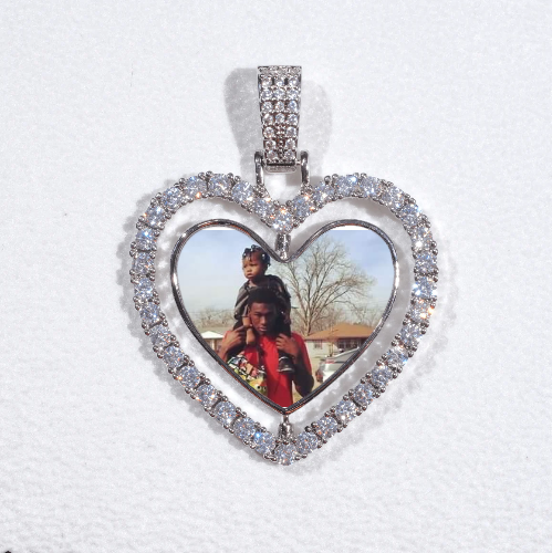 3D Spinning 2-Faced Heart Custom Picture Pendant