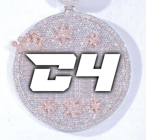 CUSTOM LETTER NECKLACE 3D BIG CROWN DISC