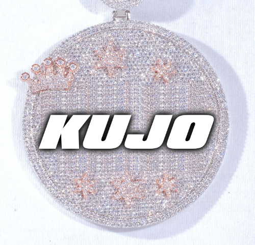 CUSTOM LETTER NECKLACE 3D BIG CROWN DISC