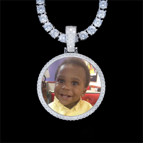 925S & VVS Moissanite 3D Circle Custom Picture Pendant