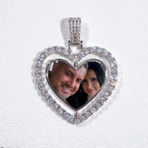 3D Spinning 2-Faced Heart Custom Picture Pendant