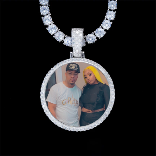 925S & VVS Moissanite 3D Circle Custom Picture Pendant